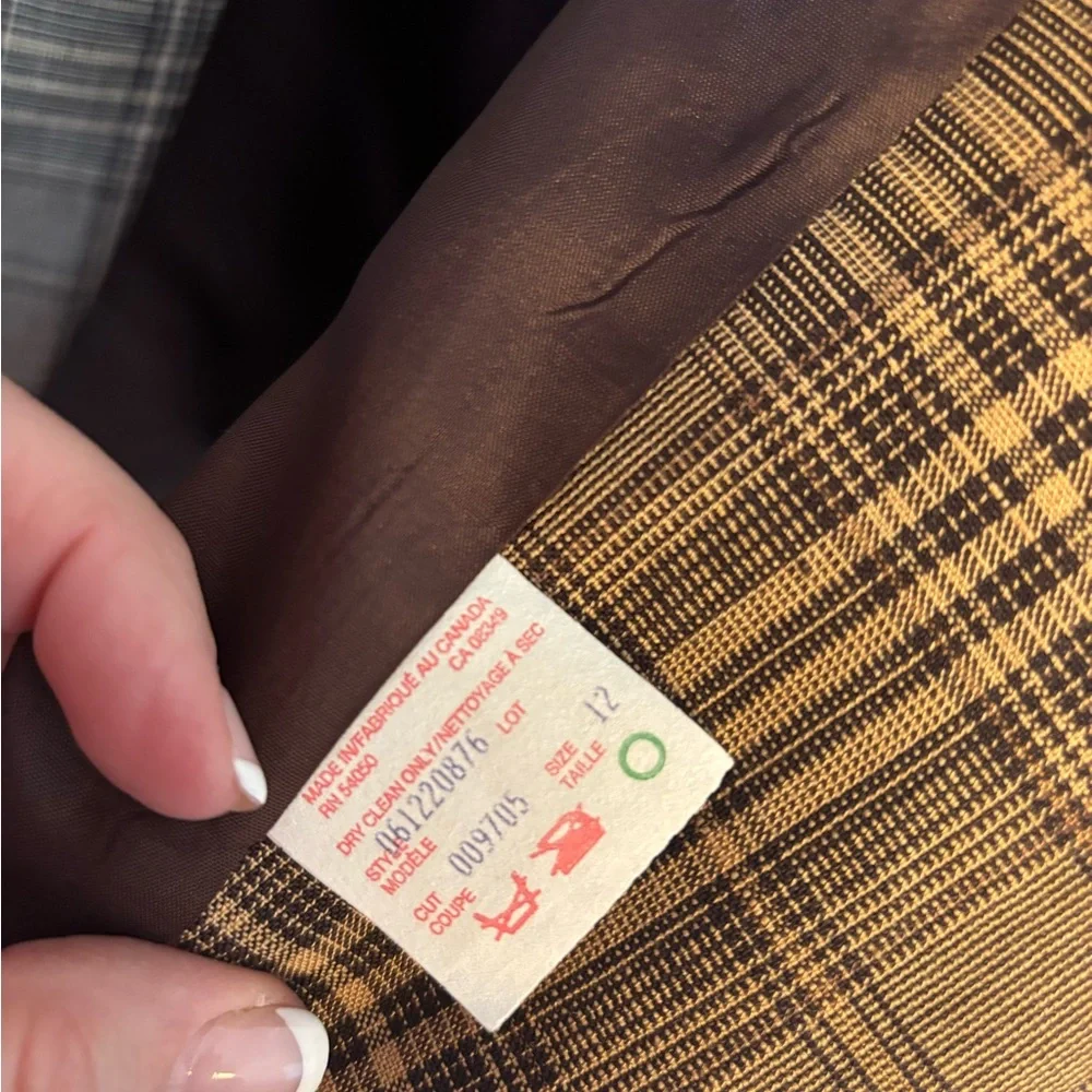 Vintage Jones New York Brown Plaid Linen Blend Blazer - Picture 5 of 6